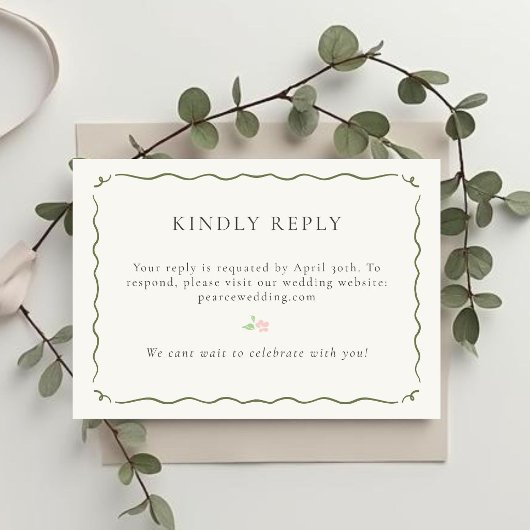Ivory | Floral QR RSVP Response Card Karte