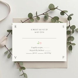 Ivory Floral Rose Wedding RSVP  Karte