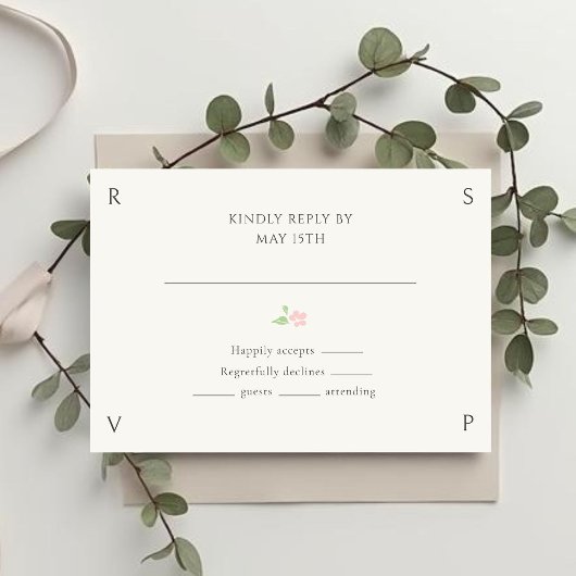Ivory Floral Rose Wedding RSVP  Karte