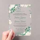 Ivory Floral Sage Green Leaves Islamic Wedding Acryleinladungen (Insitu (Handheld))