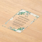 Ivory Floral Sage Green Leaves Wedding Acryleinladungen (Ablage )