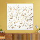 Ivory Floral Stickerei Leinwanddruck (Insitu (Wohnzimmer))