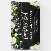 Ivory Floral String Lights Graduate Abschluss Banner (Vertikal)