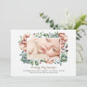 Ivory Floral Succulents Bouquet Geburtsankündigung Ankündigung (Stehend Vorderseite)