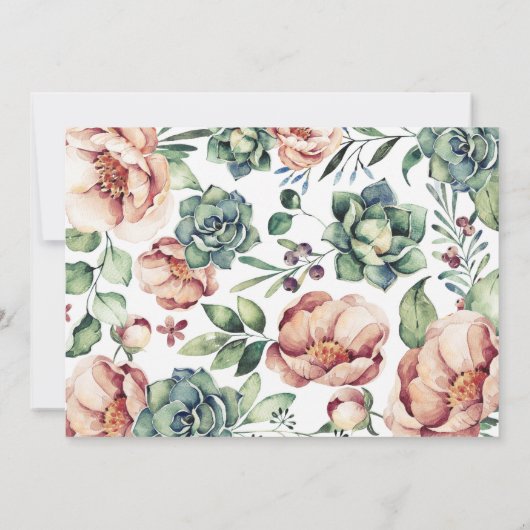 Ivory Floral Succulents Bouquet Geburtsankündigung Ankündigung (Rückseite)