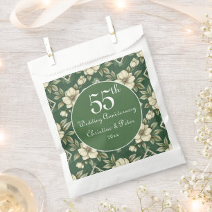 Ivory Floral und Emerald Wedding Anniversary Gunst Geschenktütchen