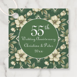 Ivory Floral und Emerald Wedding Jahrestag Geschenkanhänger