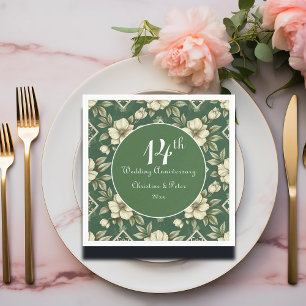 Ivory Floral und Emerald Wedding Jahrestag Serviette