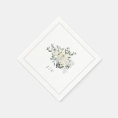 Ivory Floral Watercolor Wedding Initials Napkin Serviette (Ecke)
