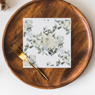Ivory Floral Watercolor Wedding Napkin Serviette