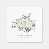 Ivory Floral Watercolor Wedding Napkin Serviette (Vorderseite)