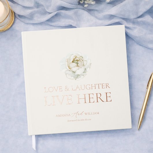 Ivory Floral Wedding Guest Book with Real Foil Gästebuch
