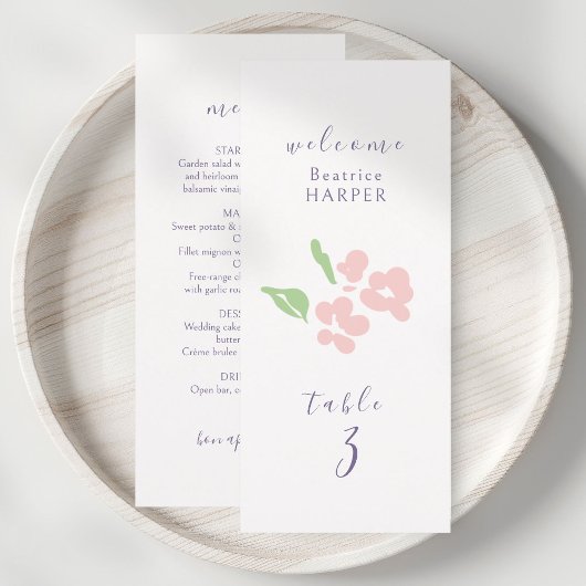 Ivory | Floral Wedding Table number Combo Flat  Menükarte