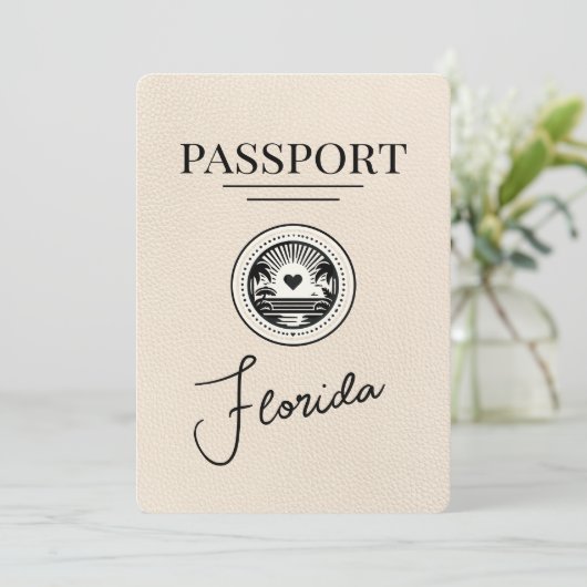 Ivory Florida Passport Save the Date (Stehend Vorderseite)