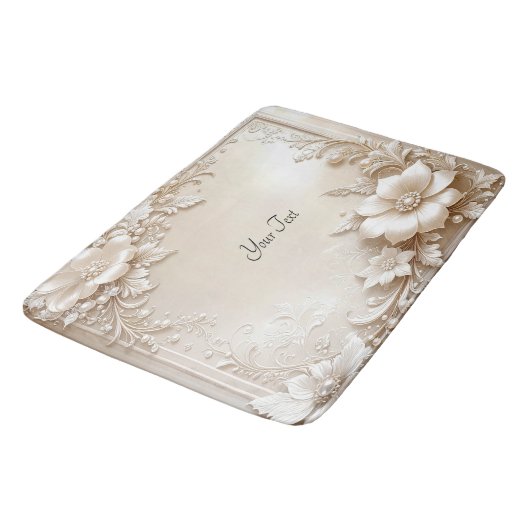 Ivory Flowers Bath Mat Badematte (Schrägansicht)
