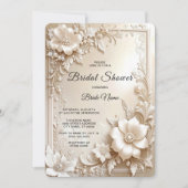 Ivory Flowers Bridal Shower Einladung (Vorderseite)