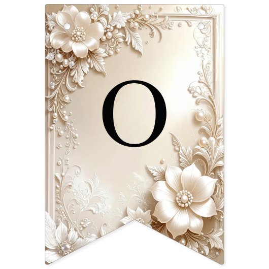 Ivory Flowers Bunting Flag Wimpelkette (Zweite Fahne)