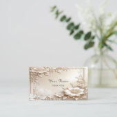 Ivory Flowers Business Card Visitenkarte (Stehend Vorderseite)