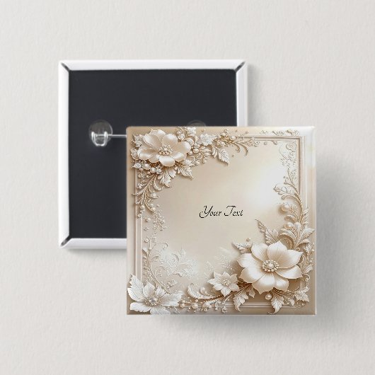 Ivory Flowers Button (Vorne & Hinten)