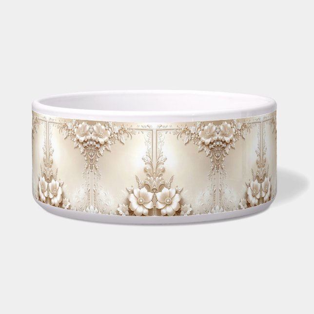 Ivory Flowers Ceramic Pet Bowl Napf (Vorderseite)