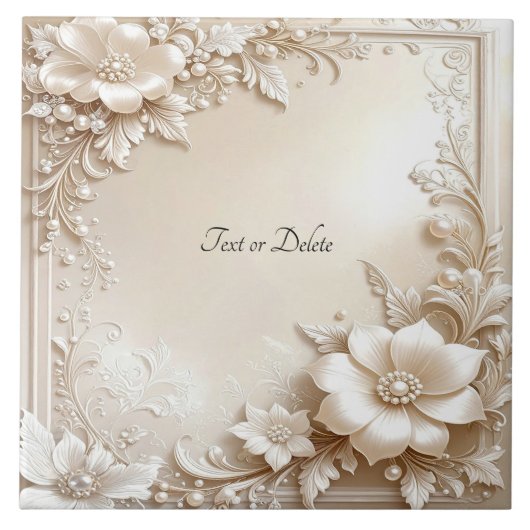 Ivory Flowers Ceramic Tile Fliese (Vorderseite)