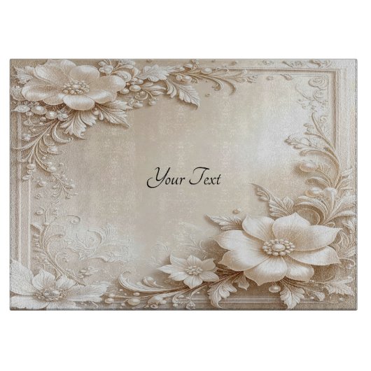 Ivory Flowers Cutting Board Schneidebrett (Vorderseite)