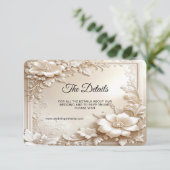 Ivory Flowers Detail Begleitkarte (Stehend Vorderseite)