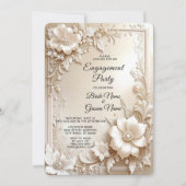 Ivory Flowers Engagement Invitation Einladung (Vorderseite)