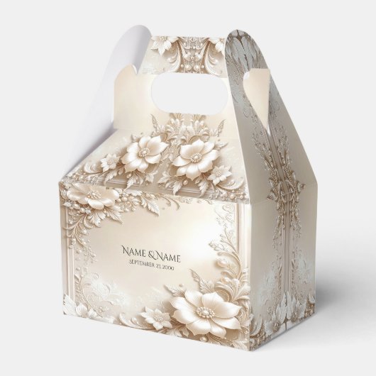 Ivory Flowers Favor Box Geschenkschachtel (Vorderseite)