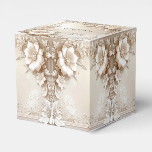 Ivory Flowers Favor Box Geschenkschachtel (Vorderseite)