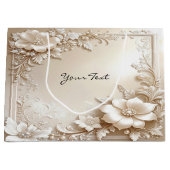 Ivory Flowers Gift Bag Große Geschenktüte (Vorderseite)