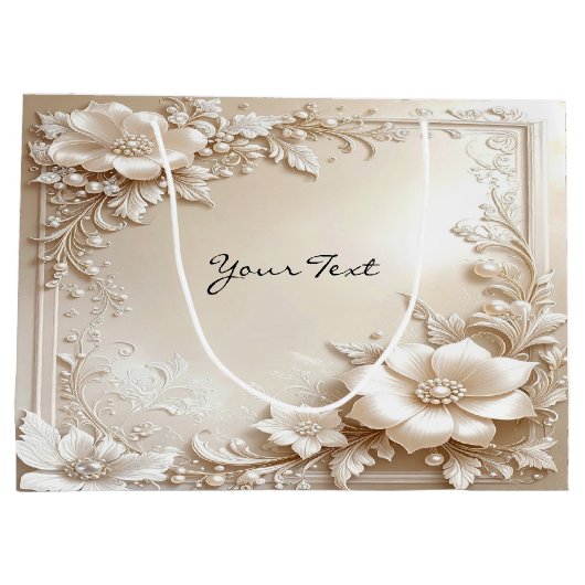 Ivory Flowers Gift Bag Große Geschenktüte (Rückseite)
