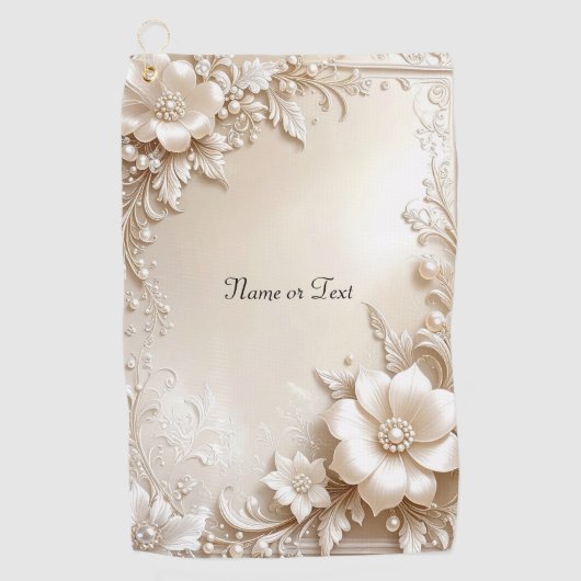 Ivory Flowers Golf Towel Golfhandtuch (Vorderseite)