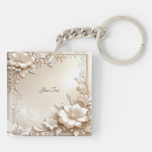 Ivory Flowers Keychain Schlüsselanhänger (Rückseite)