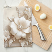 Ivory Flowers Kitchen Towel Geschirrtuch (Viertel Falte)