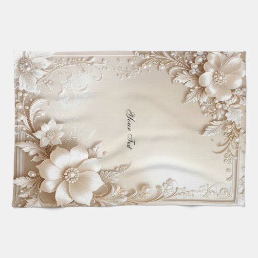 Ivory Flowers Kitchen Towel Geschirrtuch (Horizontal)