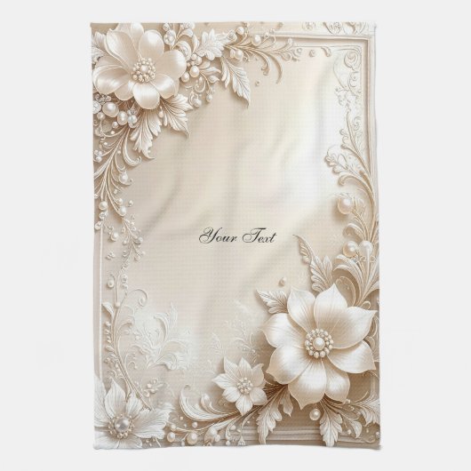 Ivory Flowers Kitchen Towel Geschirrtuch (Vertikal)