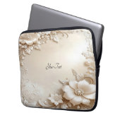 Ivory Flowers Laptop Sleeve (Vorderseite Links)