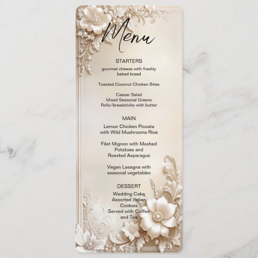 Ivory Flowers Menu Menükarte (Vorderseite)