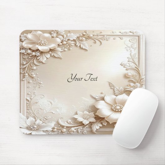 Ivory Flowers Mousepad (Mit Mouse)