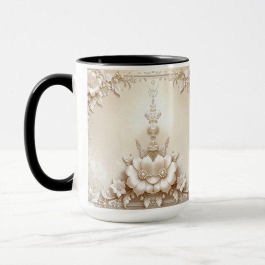 Ivory Flowers Mug Tasse (Links)