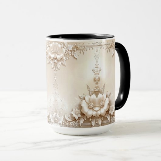 Ivory Flowers Mug Tasse (VorderseiteRechts)