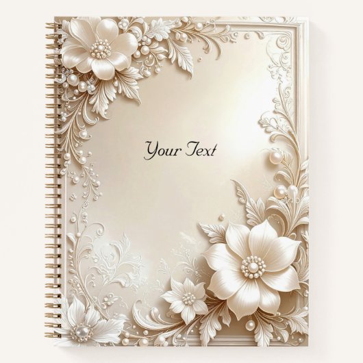 Ivory Flowers Notebook Notizblock (Vorderseite)