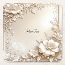 Ivory Flowers Paper Coaster
