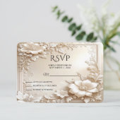 Ivory Flowers RSVP Card (Stehend Vorderseite)