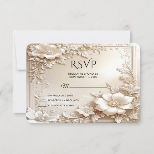 Ivory Flowers RSVP Card (Vorderseite)