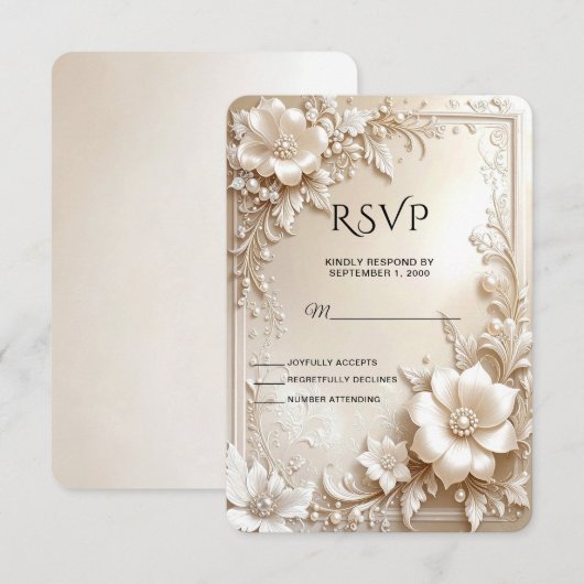 Ivory Flowers RSVP Card (Vorne/Hinten)