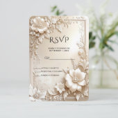 Ivory Flowers RSVP Card (Stehend Vorderseite)