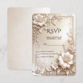 Ivory Flowers RSVP Card Karte