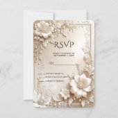 Ivory Flowers RSVP Card Karte (Vorderseite)